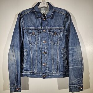 GAP Heritage Denim Jacket Mens Size Small Trucker Blue Jean Classic Hipster 1969